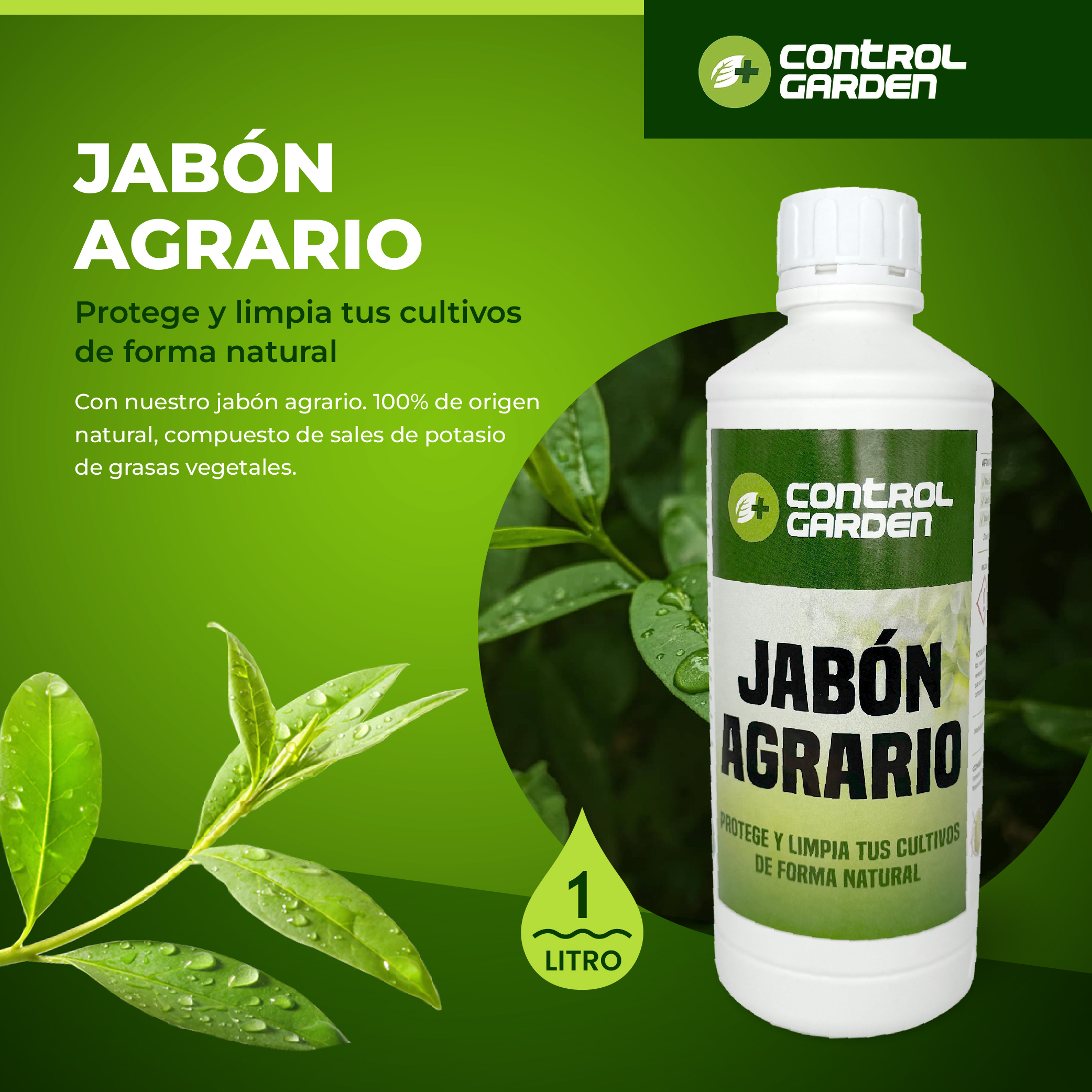 Jabón agrario potásico Control Garden 1 L para eliminar plagas · foto 6