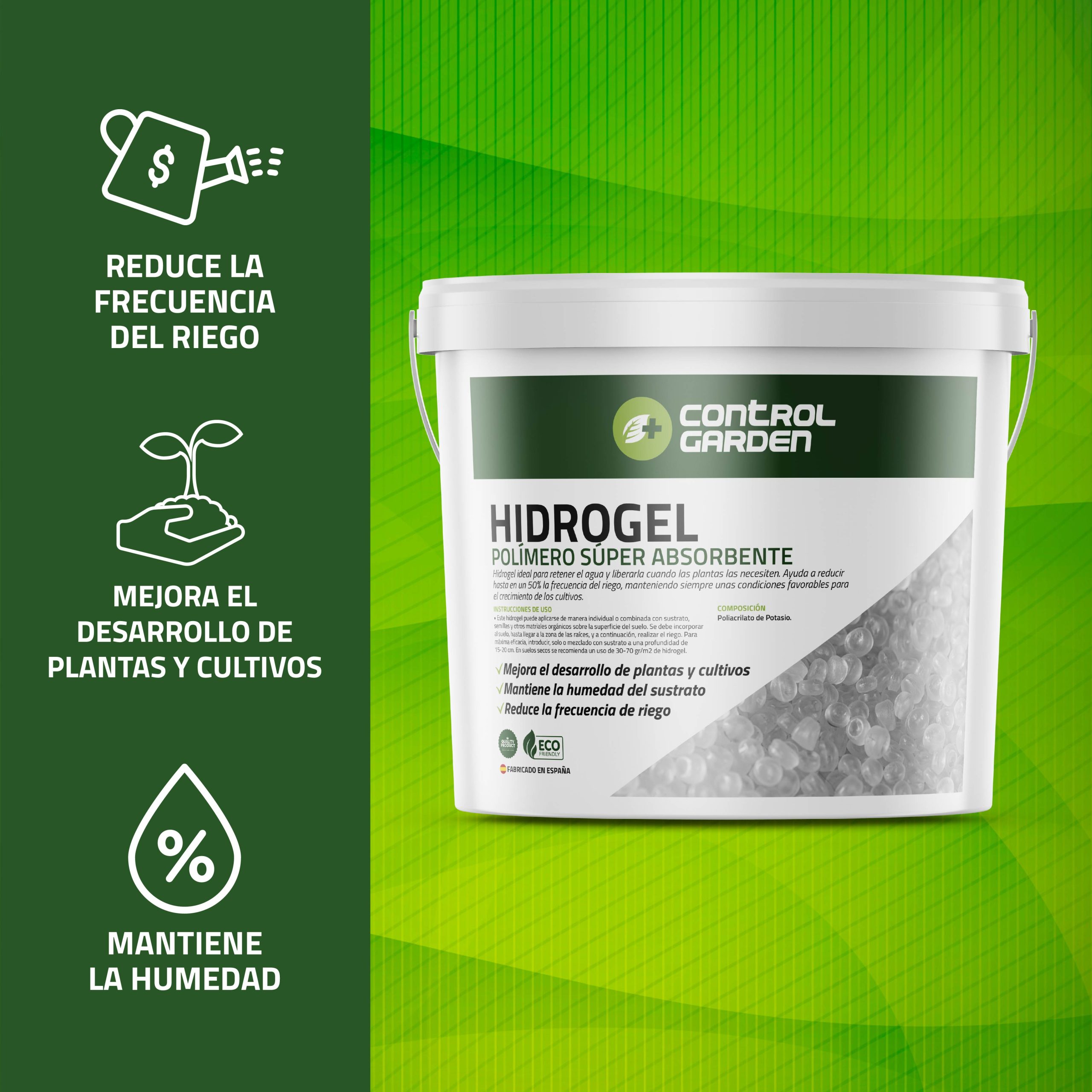 Hidrogel retenedor de agua en tarrina de 5 kg para jardinería · foto 2