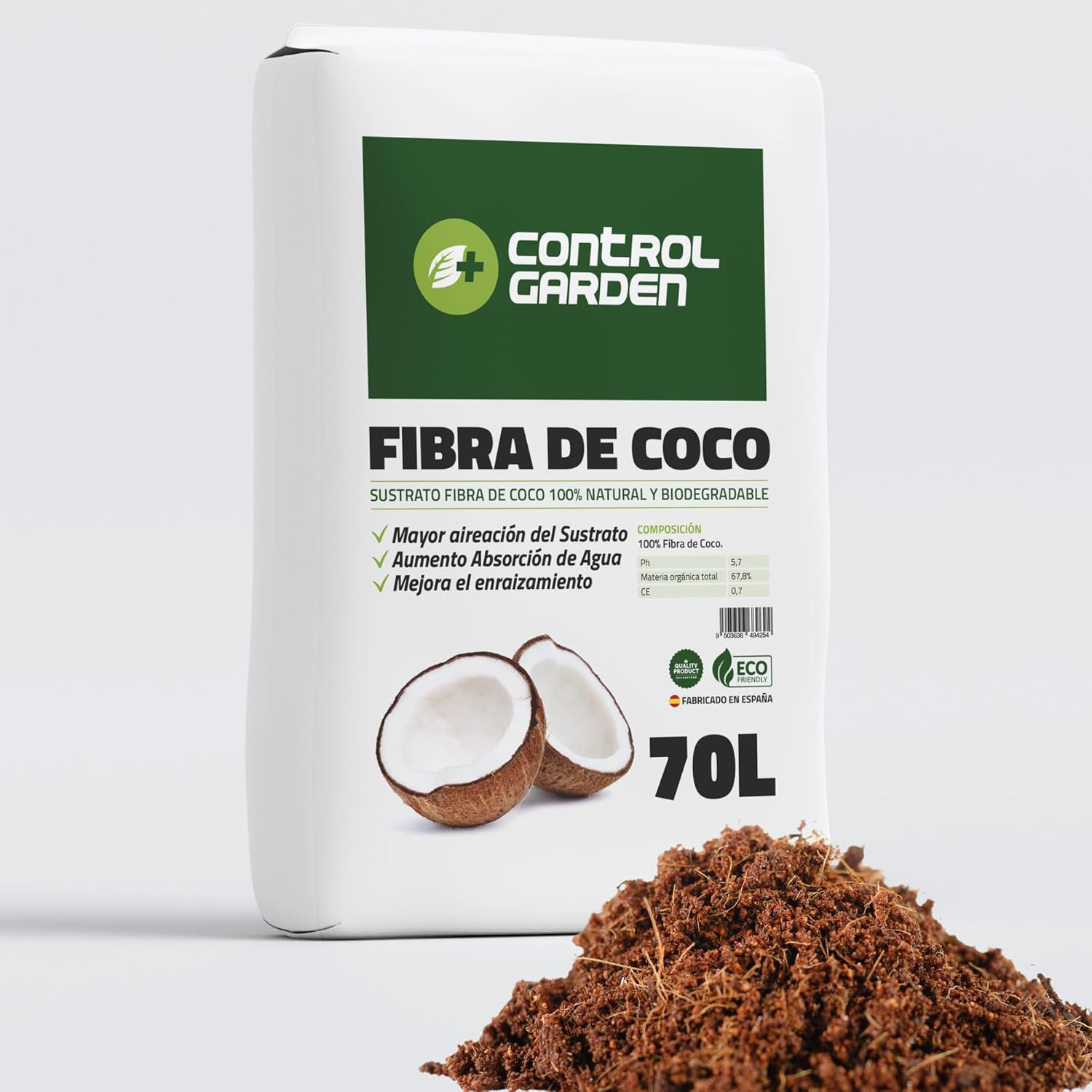 Sustrato de Fibra de Coco 70 L 100% Natural · Pack 1 ud