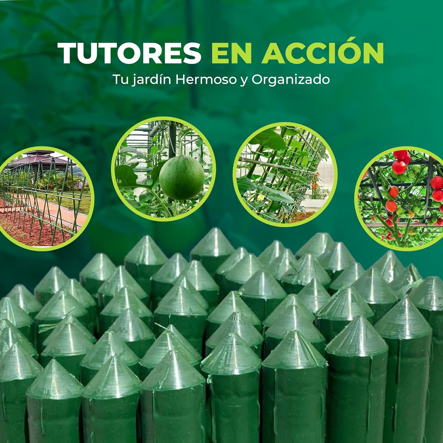 Pack de 30 tutores de acero recubiertos de PVC de 90 cm para jardinería · foto 8