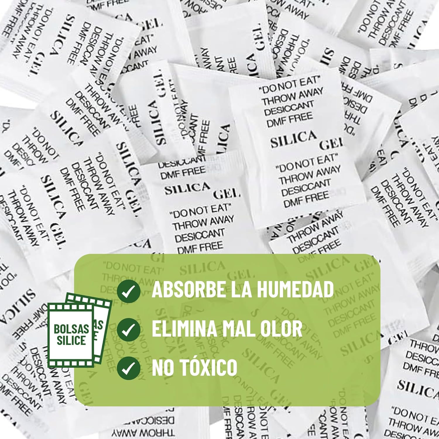 Pack de 50 bolsas de gel de sílice antihumedad de 1 gramo · foto 2