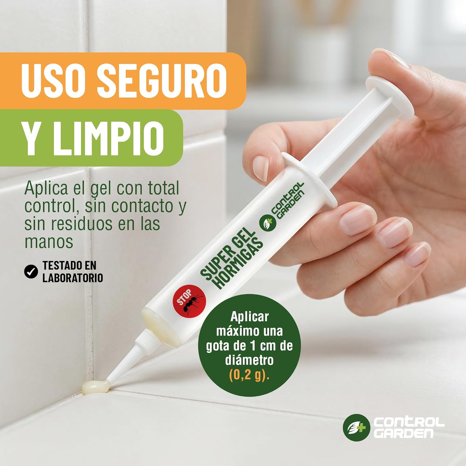 Pack de 2 jeringas de gel antihormigas de Control Garden para eliminar hormigas en interiores y exteriores. · foto 3