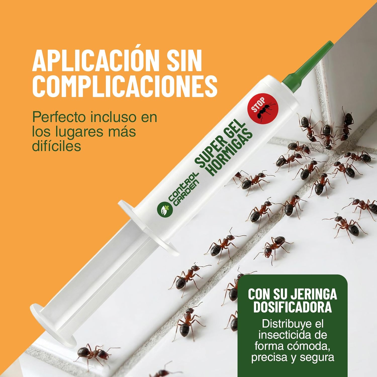 Pack de 2 jeringas de gel antihormigas de Control Garden para eliminar hormigas en interiores y exteriores. · foto 5