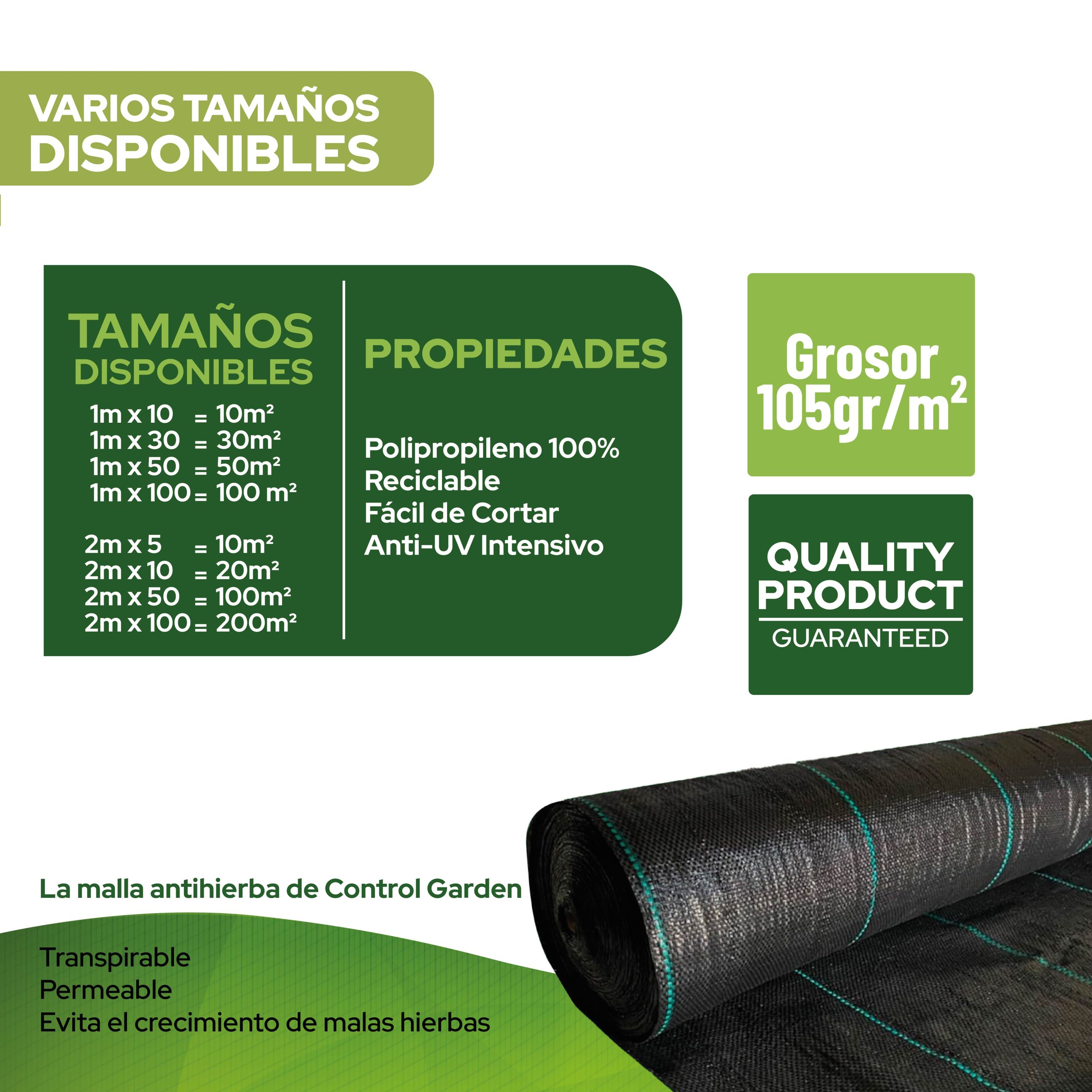 Malla Antihierbas Control Garden 2x10 m 105 gr/m² para jardinería y césped artificial · foto 8