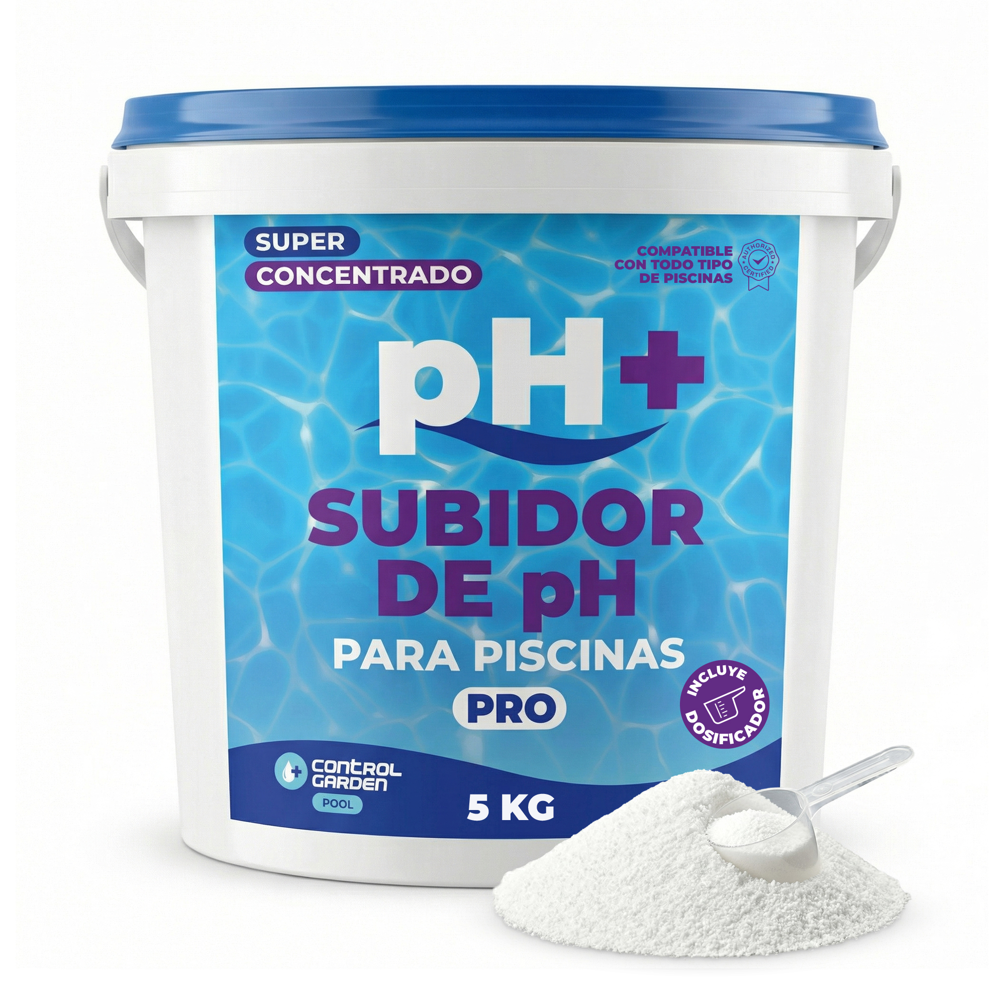 Granulados pH+ para Piscinas 5 kg · Aumentador de pH Sólido