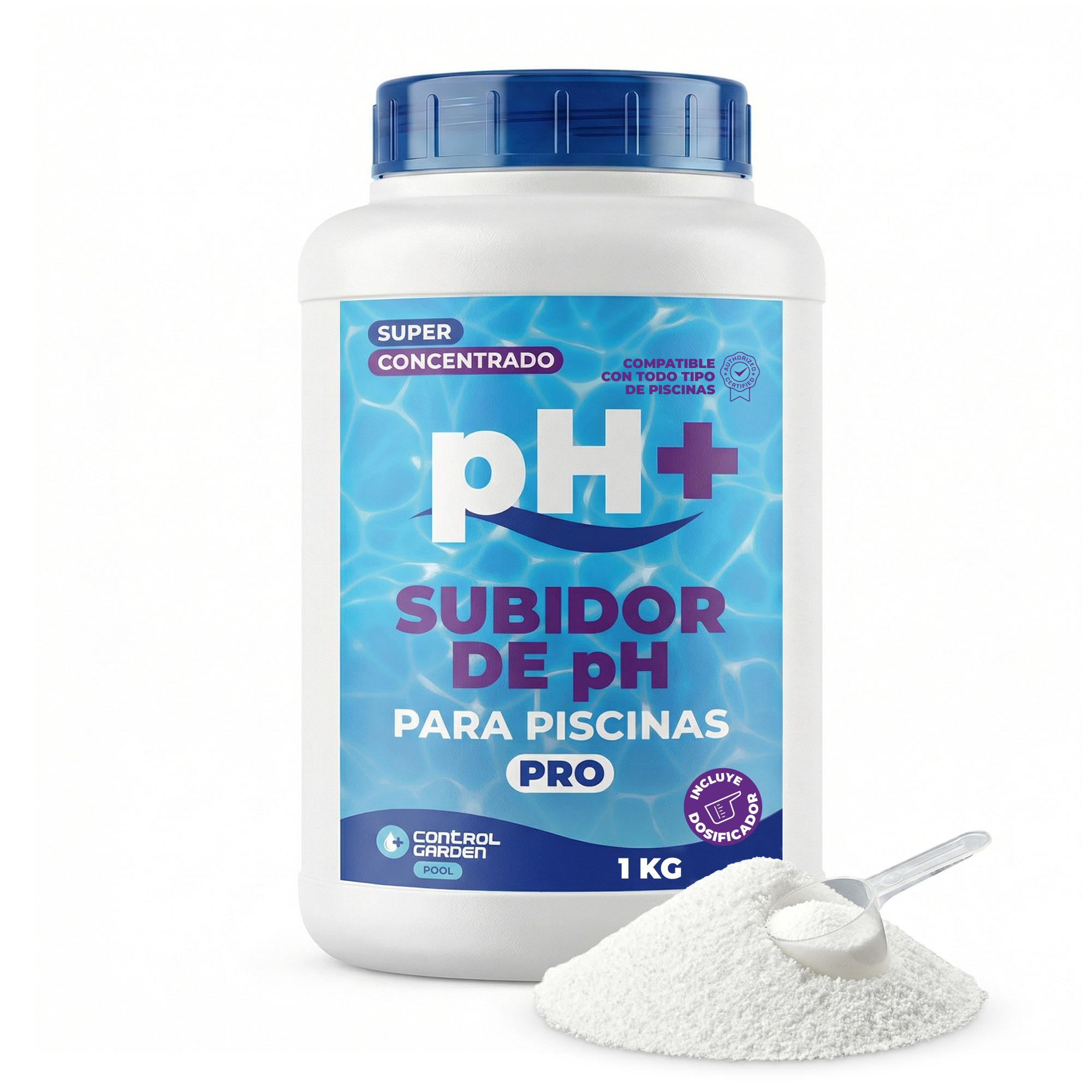 Aditivo Granulado para Piscinas pH+ 1 kg · Mejora Sólida del pH