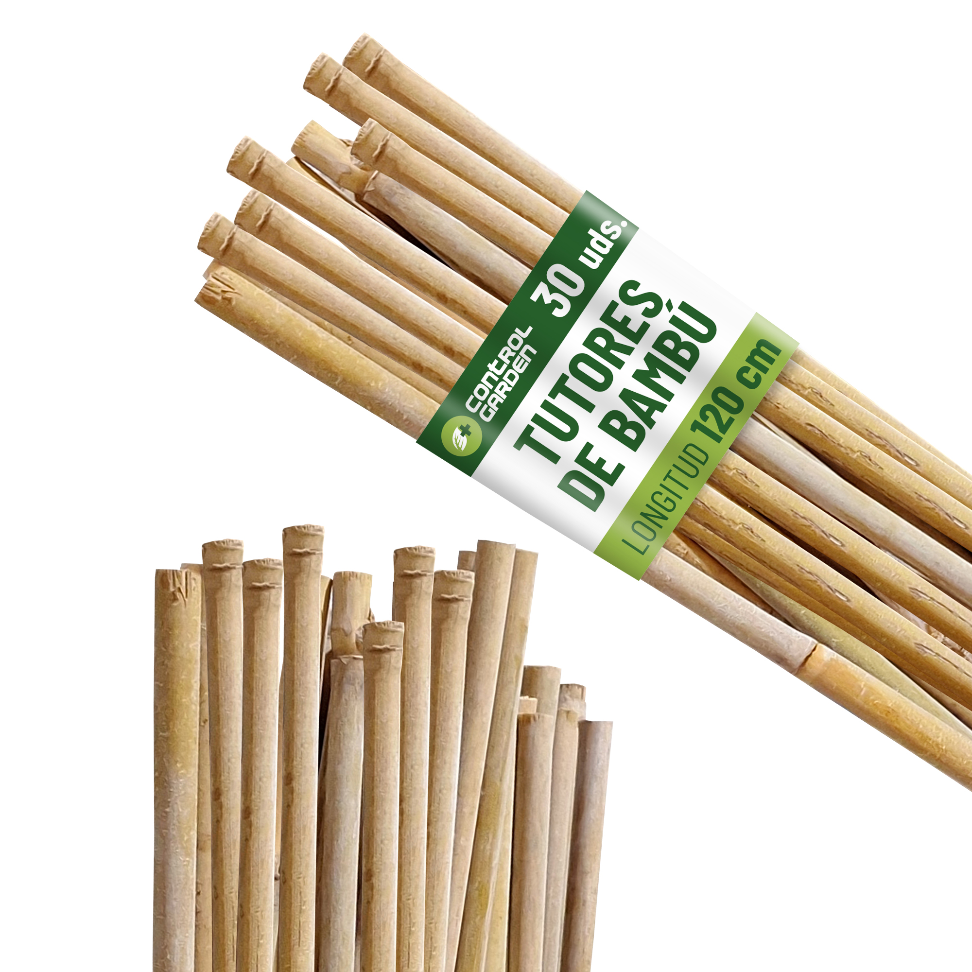 Tutores de bambú 120 cm ø100% natural · Pack 30 uds
