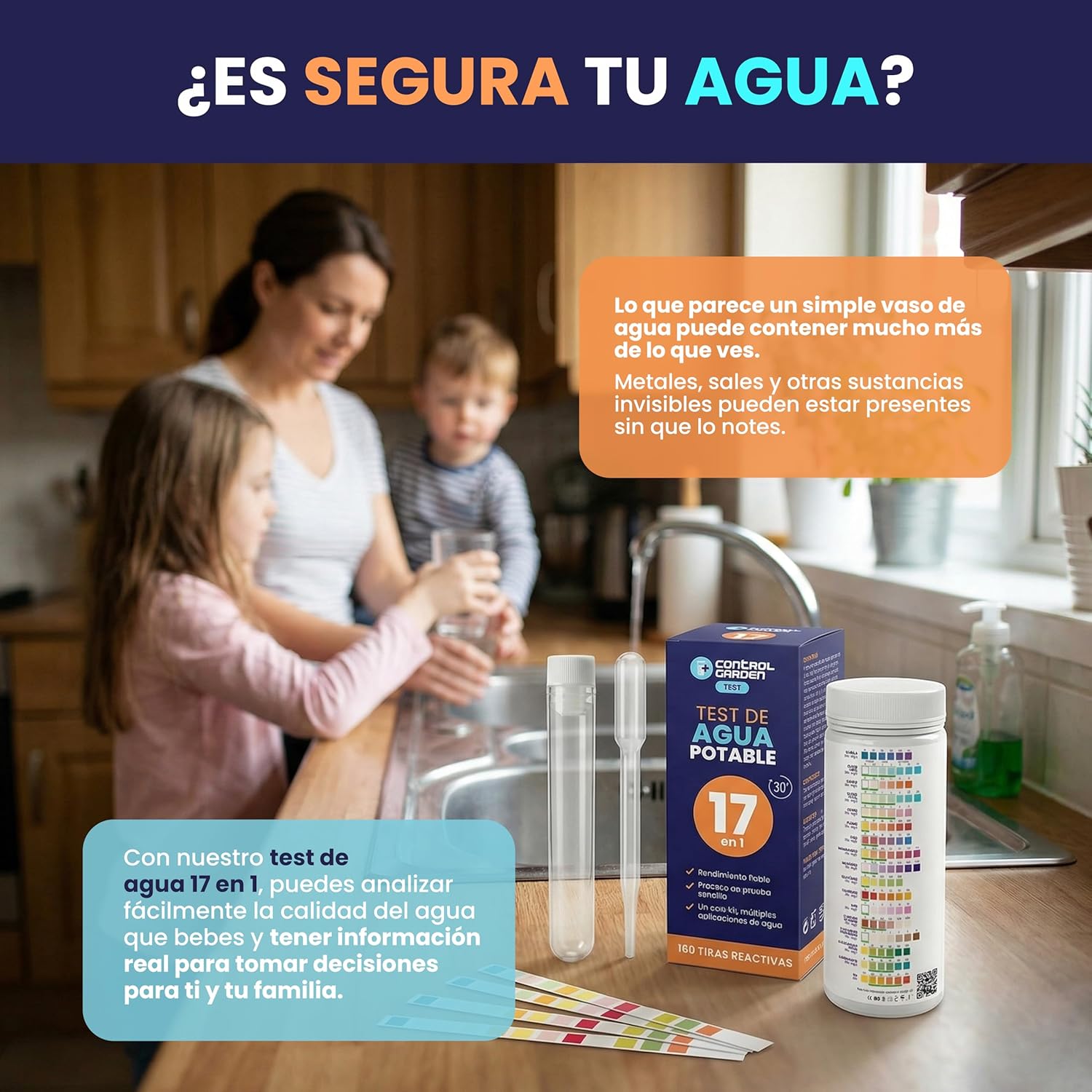 Test de Agua Potable 17 en 1 con 160 tiras reactivas para análisis rápido · foto 2